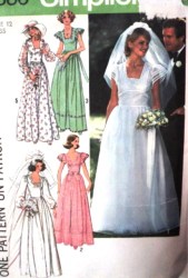 7886 77 BRIDES/MAID MIDRIFF SS-LS SQ NECK DRESS PATTERN 12,14,16